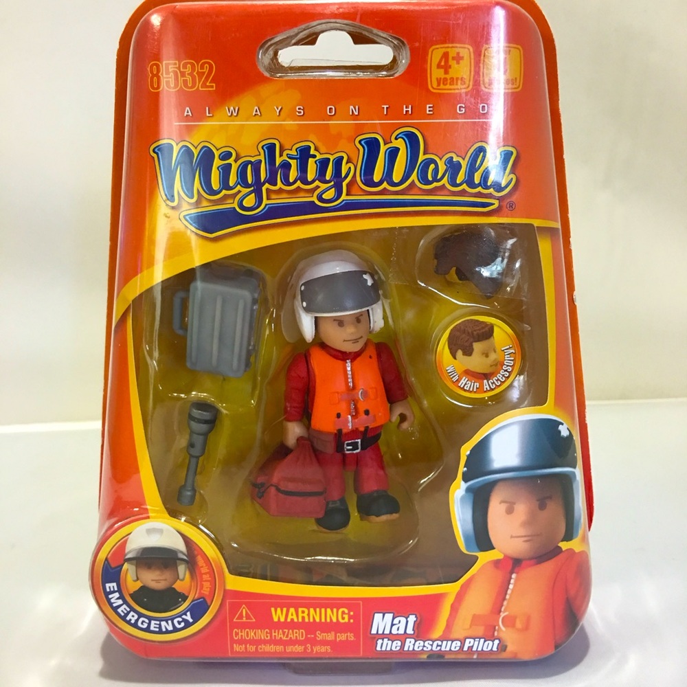 Mat The Rescue Pilot Mighty World NOS in Factory Sealed Package